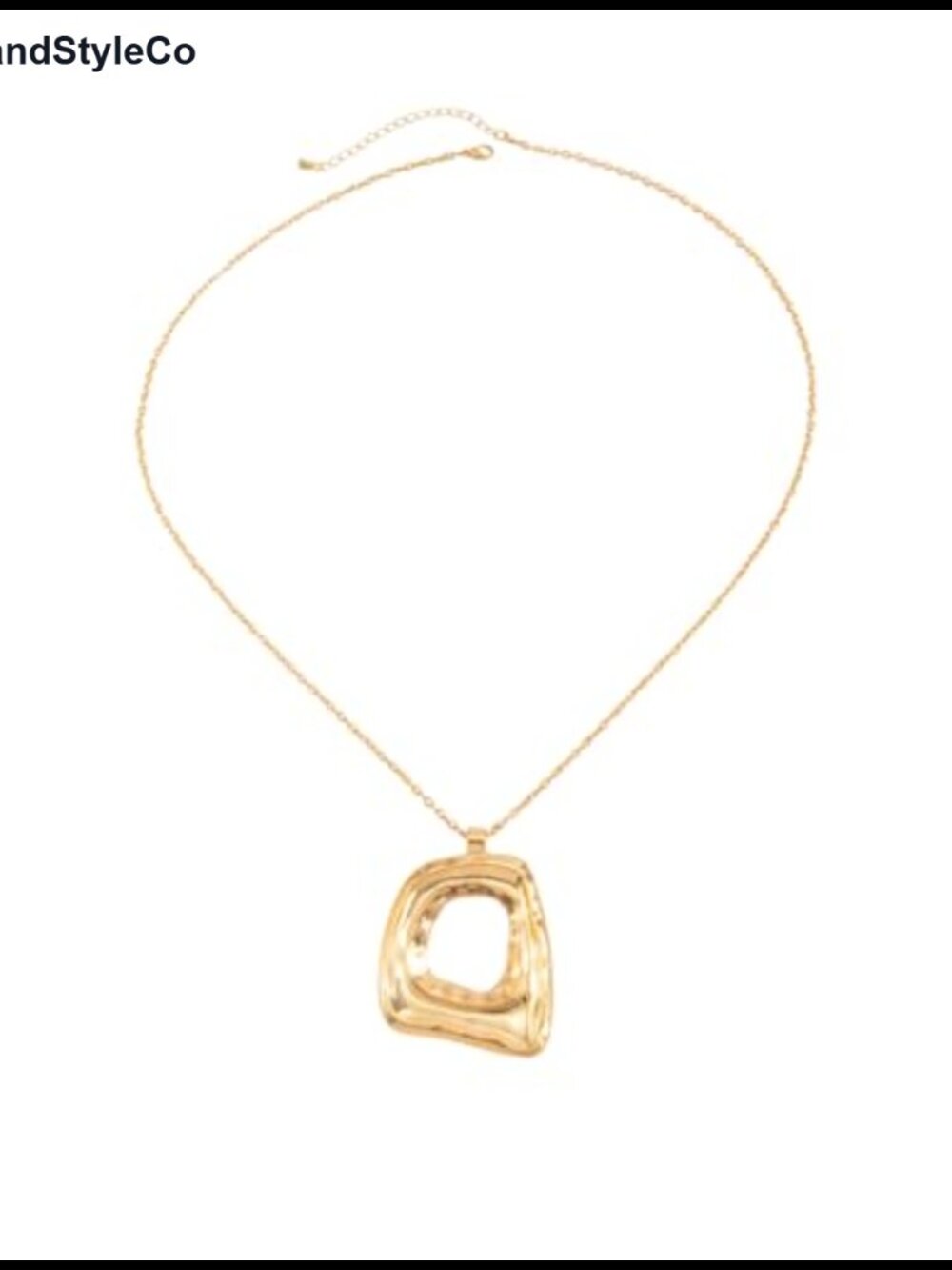 Chunky Gold Alloy Square Pendant Necklace for Women Statement Long Chain